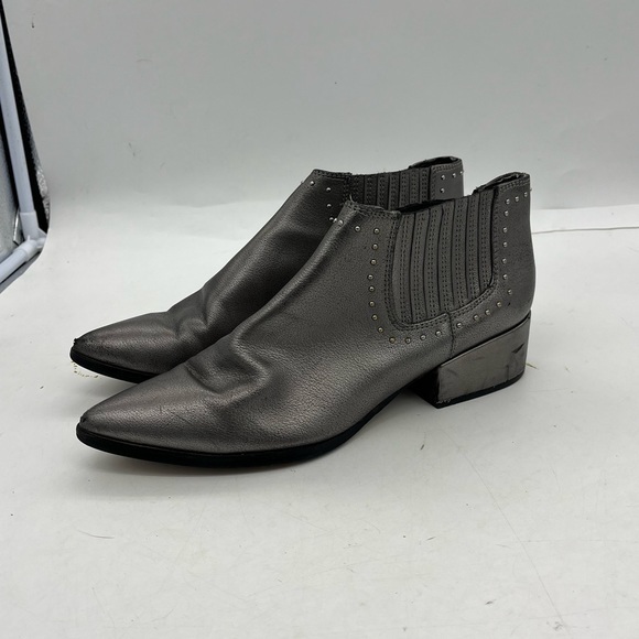 Marc Fisher Women’s Idalee Metallic Silver Studded Chelsea Ankle Boots - Picture 3 of 14